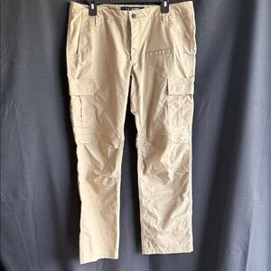 Beige Cargo Pants with Utility Pockets - Women's Casual Workwear
